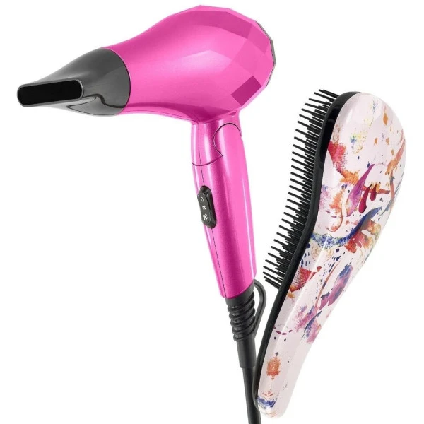 Pack Mini Sèche-cheveux Ultron + Brosse D-méli-mélo Summer Splash 2 Pack Mini Sèche-cheveux Ultron + Brosse D-méli-mélo Summer Splash – Image 2