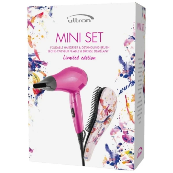 Pack Mini Sèche-cheveux Ultron + Brosse D-méli-mélo Summer Splash 1 Pack Mini Sèche-cheveux Ultron + Brosse D-méli-mélo Summer Splash